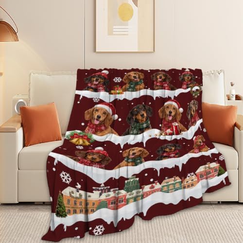 Christmas Dachshund Throw Blanket Cute Wiener Dog Gifts 60''X80'' - Image 4