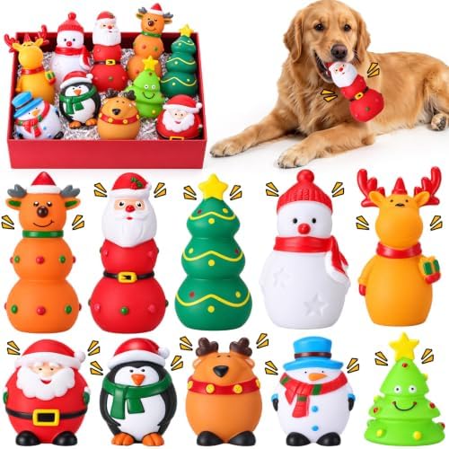 Soulchen 10 Pcs Dog Christmas Chew Toys Latex Squeaky Interactive Dog Toys by Soulchen