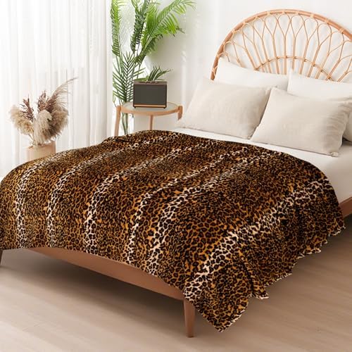 Vessia Leopard Print Twin Size Blanket for Bed, 300GSM Soft Cheetah Blanket by Vessia