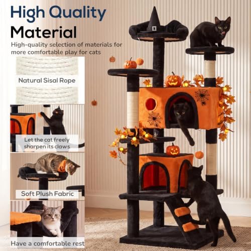 54 Inch Cat Tree Tower with Natural Sisal Scratching Post - Image 5