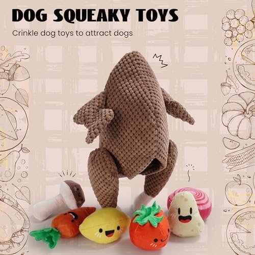 Nocciola 7 in 1 Thanksgiving Turkey Dog Toys, Squeaky Stuffed Soft Interactive Cognitive Enrichment Hide and Seek Dog Chew Toys for Large Medium Small Dogs, Cute Plush Pet Supplies 7 Packs - Image 5