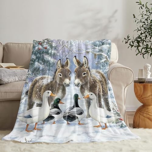 Donkey Duck Blanket for Girls Women Boys Men Adults Kids Soft Cozy Fleece Christmas Duck Throw Blankets Gifts Warm Flannel Plush Lightweight Decor for Couch Bed Sofa 80"X60" - Image 4