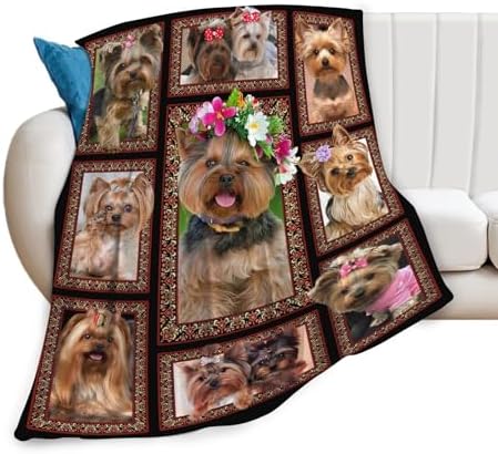Yorkshire Terrier Blanket for Girls Women Boys Men Adults Kids Soft Cozy Fleece Yorkie Dog Throw Blankets Gifts Warm Flannel Plush Stuff Lightweight Decorative for Couch Bed Sofa 60"X50" - Image 2