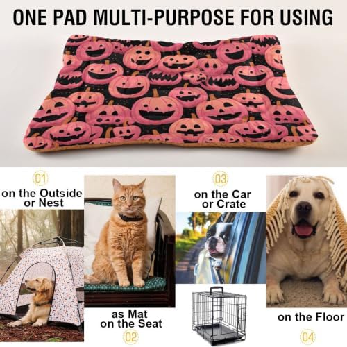 Halloween Funny Pinks Pumpkins Dog Bed Mat 18"x24" - Image 5