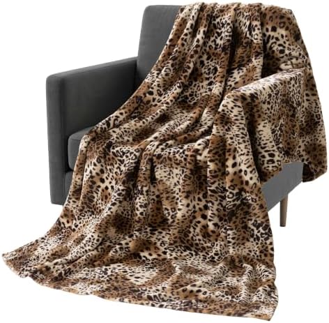 Vessia Leopard Printed Throw Blanket for Couch, Bed, Sofa, Soft Cozy Brown and Cream Cheetah Blanket for All Season, Comfy Flannel Fleece Animal Home Decor for Kids Women Adults - Image 4