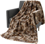 Vessia Leopard Printed Throw Blanket for Couch, Bed, Sofa, Soft Cozy Brown and Cream Cheetah Blanket for All Season, Comfy Flannel Fleece Animal Home Decor for Kids Women Adults - Image 4