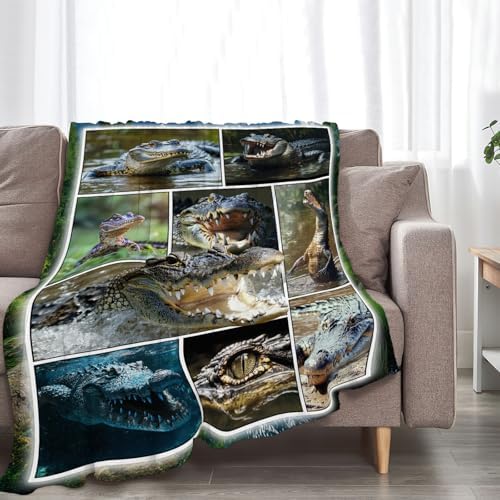 Crocodile Blanket Alligator Animal Throw Blankets Gifts for Girls Boys Kids Crocodile Lover Soft Cozy Fleece Plush for Couch Sofa Bed 80"x60" - Image 5