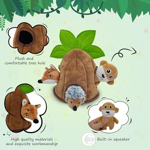 Squeaky Dog Toys, Stuffed Large Dog Toys to Keep Them Busy, Interactive Plush Chew Toys with Crinkle Paper, Tough Pet Animal Toys for Small Medium Large (4 Pack) - Image 2