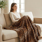 Vessia Leopard Throw Blanket for Couch, Soft Flannel Fleece, 50 x 60 in - Image 4