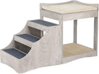 unipaws Pet Bunk Bed with Removable Step for Dog and Cat, Window Perch Seat | Multi-Level Bed with Cushion and Cat Scratch Pad, Indoor Use, Grey