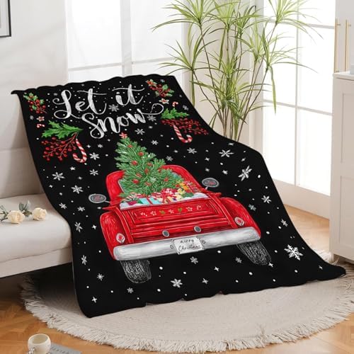 Christmas Truck Blanket for Girls Women Boys Men Adults Kids Soft Cozy Fleece Red Truck Throw Blankets Gifts Warm Flannel Plush Lightweight Decor for Couch Bed Sofa 60"X50" - Image 4