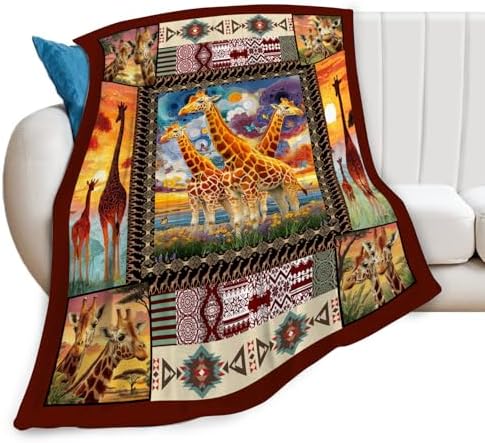 Giraffe Throw Blanket Giraffe Stuff Gifts for Kids Girls Boys Adults Women Men Soft Cozy Warm Plush Fluffy Fuzzy Fleece Blanket Decor 40''X50'' - Image 7