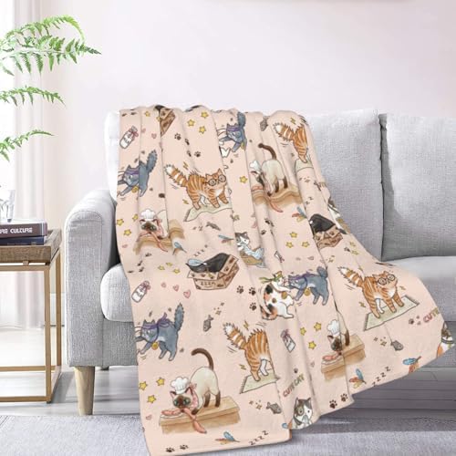 Cute Cats Flannel Fleece Throw Blanket, Cozy Soft Warm Blankets for Couch Bed Travel, for Women Men Kids 80"x60" - Image 6