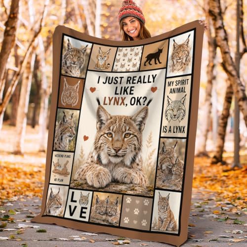 Lynx Blanket, Bobcat Throw Gifts Decor for Girls Women 60"X50" - Image 6