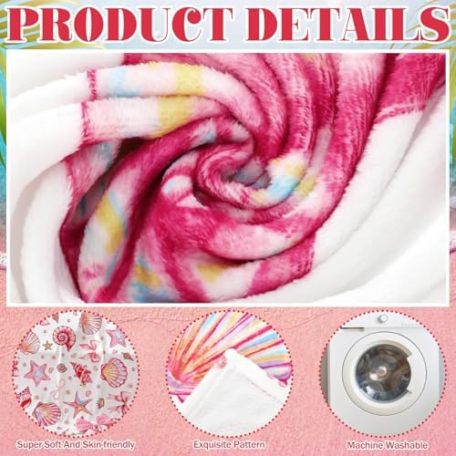 Breling Pink Ocean Beach Throw Blanket Seashells Starfish 50x60 Inch - Image 3