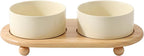 Havniva Raised Cat Bowl, 6.1” Elevated Ceramic Cat Food and Water Bowl Set | Cat Bowls Elevated, Whisker Friendly Cat Bowl, Non-Slip Wood Stand, Food-Grade Ceramic, Wide Opening, Dishwasher Safe
