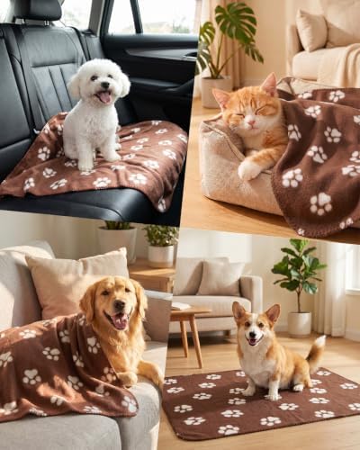 Comsmart Dog Blankets, 6 Pack Fleece Pet Blankets, 39x31 inches, Brown - Image 6