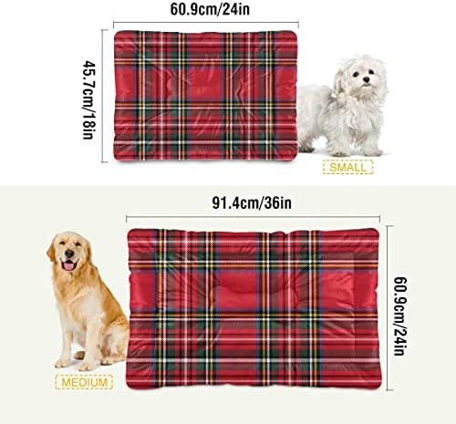 Traditional Red Tartan Plaid Dog Bed Mat for Small Dog Puppy Cat Kitten, Scottish Tartan Check Ultra Soft Pet Bed Mattress for Crate with Anti-Slip Washable, Green, 18 x 24 Inches - Image 3