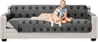 Sofa Shield® Couch Slip Covers for Dogs, Reversible Furniture Protector with Strap, Stain and Tear Resistant Cushion Cover, 88 inch Seat, Machine Washable Slipcover Pets, Cats, Gray Black