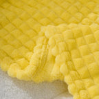 Puncuntex Fleece Throw Blanket Bright Yellow 60"×80"with Square Grid Design - Image 6