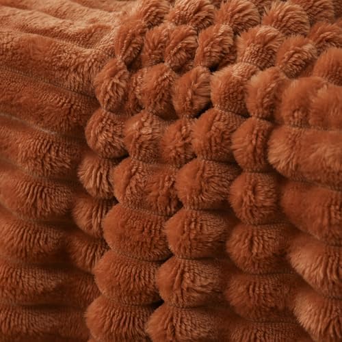 Burnt Orange Fleece Throw Blanket 50”×70” for Couch Sofa Livingroom - Image 6
