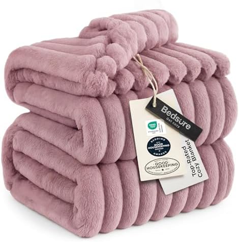 Bedsure Soft Full Size Fleece Blankets for Bed Pink 84"x90" by BEDSURE