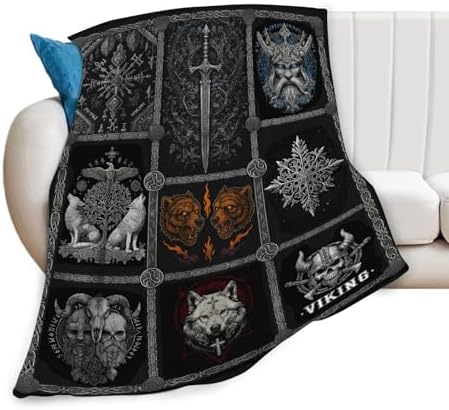 Viking Warrior Blanket for Boys Men Adults Kids Soft Cozy Fleece Vikings Norse Mythology Throw Blankets Gifts Warm Flannel Plush Stuff Lightweight Decorative for Couch Bed Sofa 50"X40" - Image 3