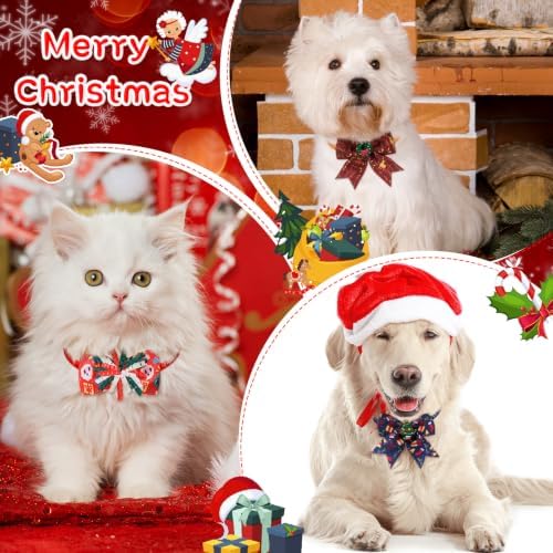 Huhumy 50 Pcs Fall Thanksgiving Dog Bow Ties Christmas Dog Collars Bulk - Image 7