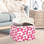 Bolaz Heart Shaped Love Puzzle Storage Bins with Lids and Handles, Foldable Storage Box Storage Basket with Cover Collapsible Organizer Containers for Home Closet, Shelves - Image 5