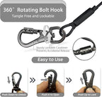 Dog Tie Out Cable - Chew Proof Steel Wire Lead - 360° Tangle Free Outdoor Leash for Pups - Dog Runner Cable for Small to Medium Dogs (Black, 45lbs/30ft)