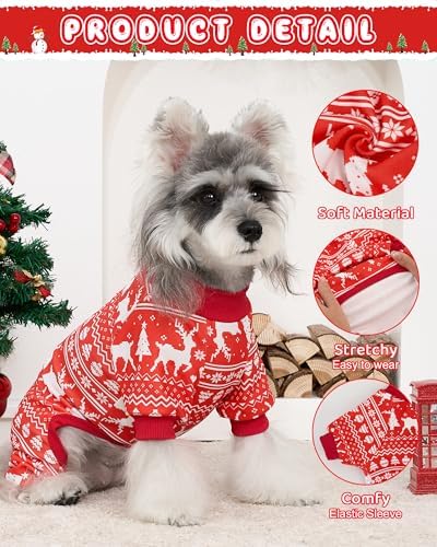 XPUDAC Christmas Dog Pajamas for Small Medium Dogs Puppy Clothes Pjs, Small - Image 4