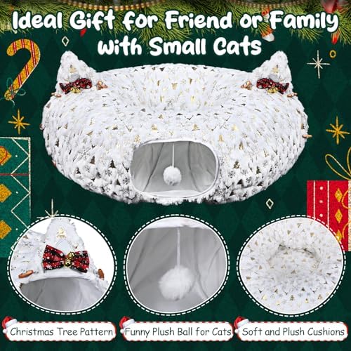 AceOrbit Christmas Cat Tunnel Bed Under Christmas Tree - Image 4