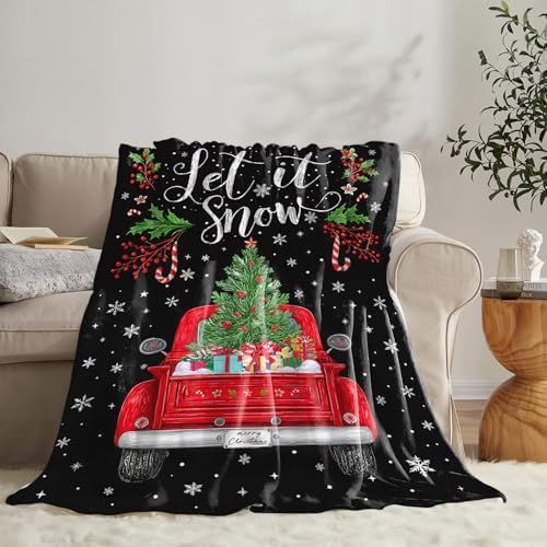 Christmas Truck Blanket for Girls Women Boys Men Adults Kids Soft Cozy Fleece Red Truck Throw Blankets Gifts Warm Flannel Plush Lightweight Decor for Couch Bed Sofa 80"X60" - Image 5