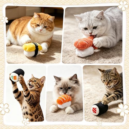 CiyvoLyeen Plush Sushi Catnip Toys for Indoor Cats 6 Pack - Image 2