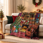 Neasow Christmas Throw Blanket, Christmas Eve Fireplace Tree and Puppy Design Soft Fuzzy Cozy Flannel Blanket Gift for Family and Friends Home Sofa Couch Chair Decorative 50x60 Inch - Image 4