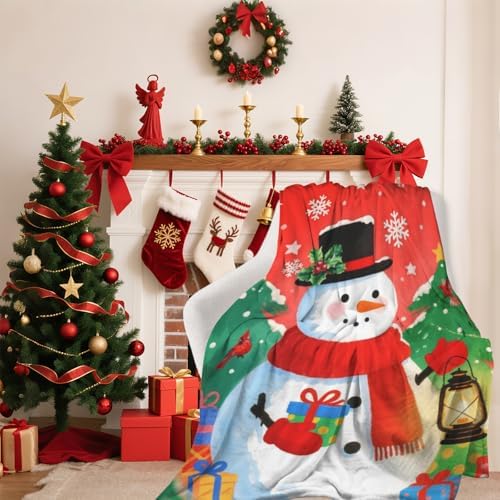 Xmas Snowman Blankets, Snowflake Christmas Tree Lightweight Anti Pilling Flannel Blanket, 50X60 in Soft Throw Blanket for Bed Couch Chair Living Bedroom Winter Decor - Image 4
