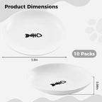 10 Ceramic Cat Feeding Bowls, 6 Inch Wide Shallow Plates for Dry/Wet Food | Reduces whisker contact; lead-free; holds water too; dishwasher safe; stable heavy design; for cats & small dogs