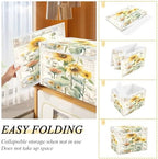 Bolaz Storage Bins with Lids and Handles,Sunflower Stamp Storage Box Basket with Cover Collapsible Organizer Containers for Home Closet, Shelves - Image 4