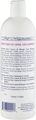 Chris Christensen Spectrum One Dog Shampoo, Coarse and Rough Coat, Groom Like a Professional, Maintain Crisp Texture, Will Not Dry Out Coat or Skin, Made in The USA, 16 oz