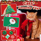 Shappy 2 Sets 22 Pcs Christmas Cat Stocking Toys with Cat Sticks Shaped Santa, Xmas Tree, Yarn Balls, Toy Mouse, Xmas Stocking Pet Set, Interactive Pet Gifts - Image 3
