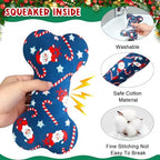 6 Pack Christmas Dog Squeaky Bone Toys Plush Interactive Dog Pets Birthday Bone Shape Stuffed Chew Toys for Puppy Small Medium Large Squeak Toss Play - Image 3