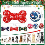 6 Pcs Christmas Dog Toys Puppy Tennis Balls and Squeaky Bone Toys Plush Interactive Pet Toy for Small Medium Large Dog Plush Chew Toy Puppy Training Toss Playing Gift - Image 2