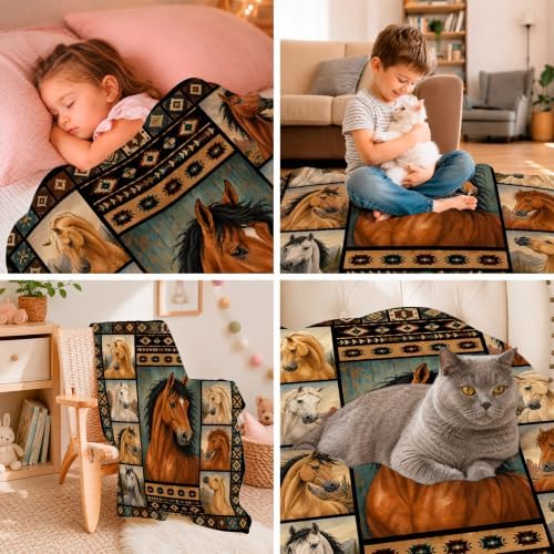 Horse Throw Blanket Horse Stuff Gifts for Kids Girls Boys Adults Women Men Soft Cozy Warm Plush Fluffy Fuzzy Fleece Blanket Decor 60''X80'' - Image 6