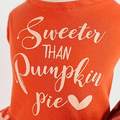Fitwarm Thanksgiving Sweeter Than Pumpkin Pie Dog Dress 100% Cotton Puppy Costumes Pet Clothes Holiday Girl One-Piece Doggy Outfits Tank Top Vest Dresses Cat Apparel Orange Large - Image 7