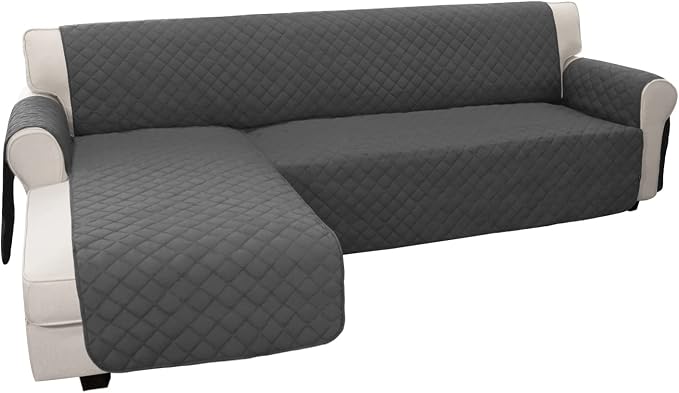 Easy-Going Reversible L-Shape Sectional Couch Cover, X-Large, Dark Gray | Soft Sofa Slipcover For Dogs, Fits Left/Right Chaise Lounge Protector, Water Resistant Mat For Living Room