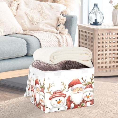 Bolaz Storage Bins with Lids and Handles,Christmas Snowman Storage Box Storage Basket with Cover Collapsible Organizer Containers for Home Closet, Shelves - Image 5