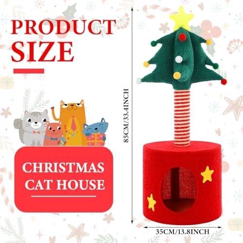 Christmas Cat Tree Tower with Sisal Scratching Post Scratcher - Image 2