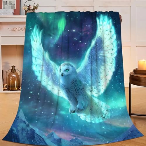 Snowy Owl Blanket for Girls Women Boys Men Adults Kids Soft Cozy Fleece Aurora Owls Bird Throw Blankets Gifts Warm Flannel Plush Lightweight Decor for Couch Bed Sofa 80"X60" by Unknown