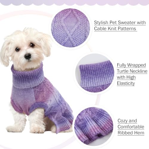 QBLEEV Custom Puppy Turtleneck Sweater Dresses - Soft, Warm, Medium Winter Fall Pet Sweaters for Dogs, Customizable Turtleneck Christmas Sweaters, Holiday Doggie Vests for Girls & Boys - Image 3