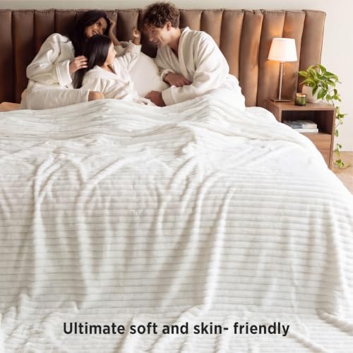 Bedsure Extra Soft Large Fleece Blanket for Bed Off White 120"x120" - Image 5